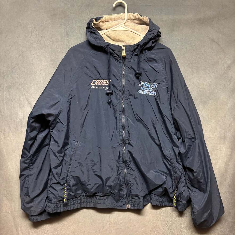 Luna Pier Windbreaker Size L Navy Blue Cross Racing Jacket Four CCCC Service